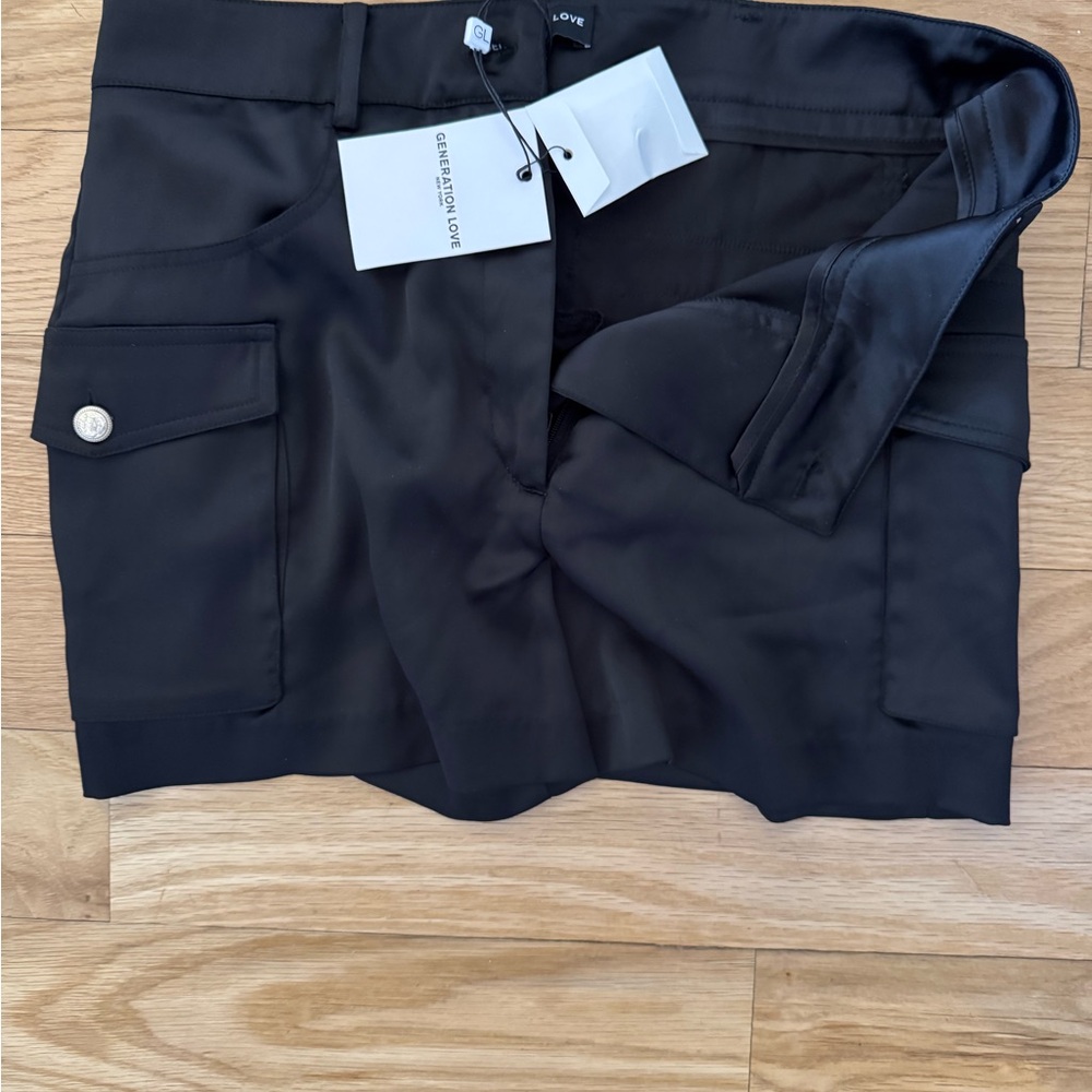 Greenwich Love Black Satin Shorts